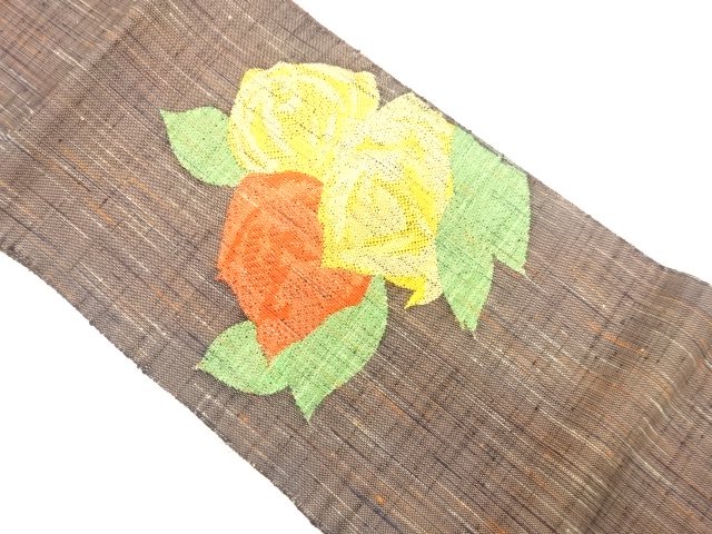 JAPANESE KIMONO / NAGOYA OBI / TSUMUGI / WOVEN ROSE 